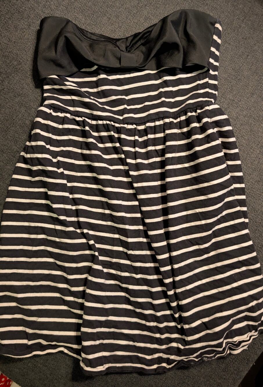 Black and White Striped Strapless Dress Size Small